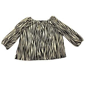 Forever 21 Top Womens Small Brown Black Tiger Stripe 3/4 Sleeve Polyester